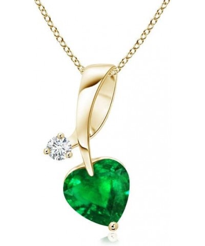 Natural Emerald Heart Pendant Necklace for Women, Girls in 14K Solid Gold/Platinum | May Birthstone | Jewelry Gift for Her | ...