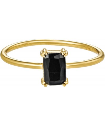 Emerald Cut 18K Gold Band Baguette Solitaire Pink Blue Black Dainty Colorful Rings for Women 8 03-BLCK $17.19 Rings