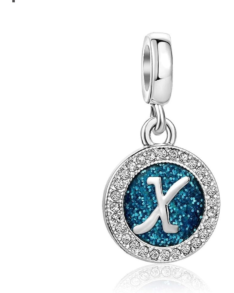 Sparkling Blue Letter Charm A to Z Alphabet Options Personalized Initial Name Jewelry Compatible With Pandora Charms Bracelet...