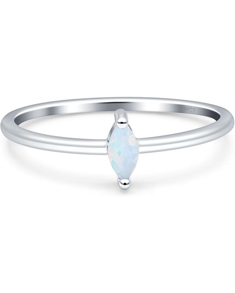 Art Deco Marquise Shape Classic Style Solitaire Engagement Ring Cubic Zirconia 925 Sterling Silver Lab Created White Opal $9....