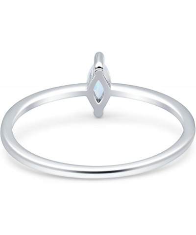 Art Deco Marquise Shape Classic Style Solitaire Engagement Ring Cubic Zirconia 925 Sterling Silver Lab Created White Opal $9....