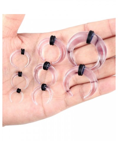 3 Pairs Acrylic Spiral Black White Clear Crescent Tapers Ear Stretching Kit 14G-16mm Snail Ear Hanger Taper Plugs Crescent, 1...