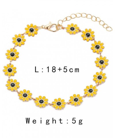 Little Daisy Flower Sunflower Bracelet for Women Girls Dainty White Yellow Multicolor Flower Chain Bracelet Summer Beach Jewe...