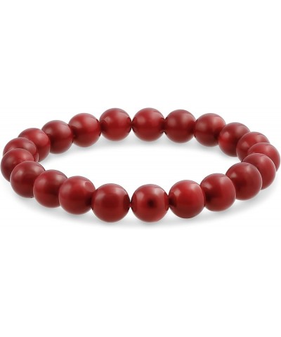 Natural Multi Color Semi Precious Gemstone Round Bead 8MM Strand Stackable Stretch Bracelet For Women Men Teen Unisex Red Cor...