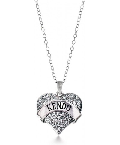 Silver Pave Heart Charm 18 Inch Necklace with Cubic Zirconia Jewelry Kendo $10.99 Necklaces