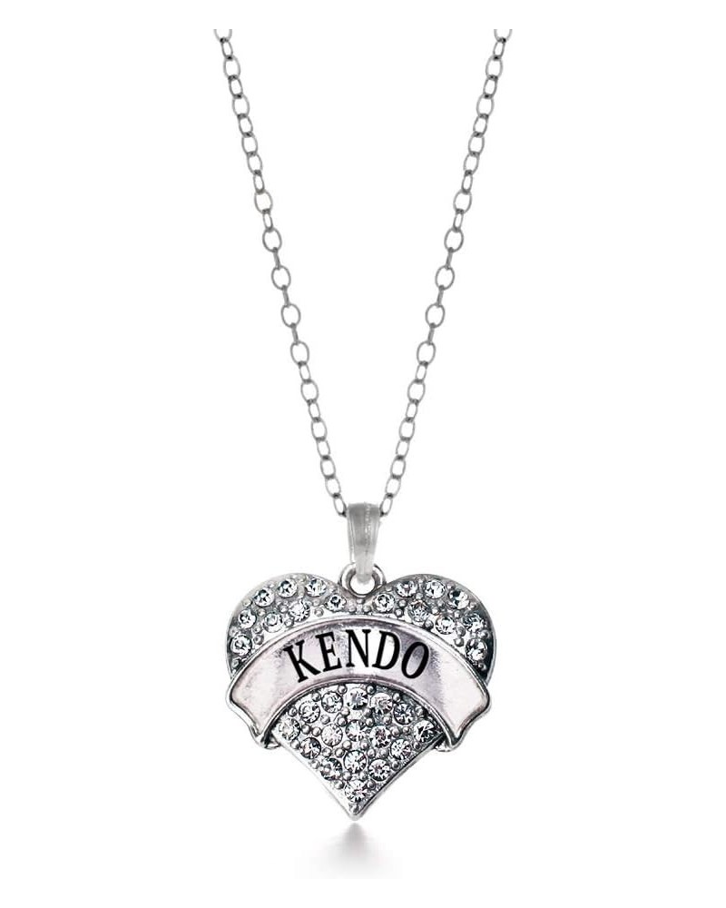 Silver Pave Heart Charm 18 Inch Necklace with Cubic Zirconia Jewelry Kendo $10.99 Necklaces