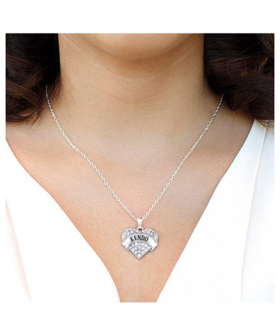 Silver Pave Heart Charm 18 Inch Necklace with Cubic Zirconia Jewelry Kendo $10.99 Necklaces