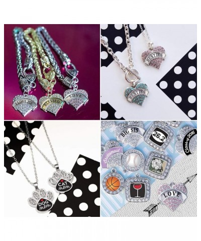 Silver Pave Heart Charm 18 Inch Necklace with Cubic Zirconia Jewelry Kendo $10.99 Necklaces