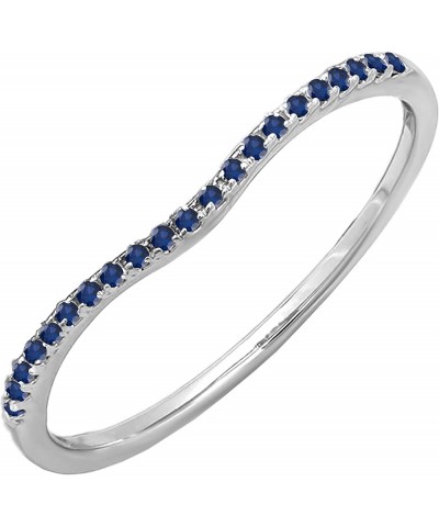 Round Gemstone Ladies Anniversary Wedding Stackable Band, Available In 10K/14K/18K Gold Blue Sapphire in 10K White Gold $126....