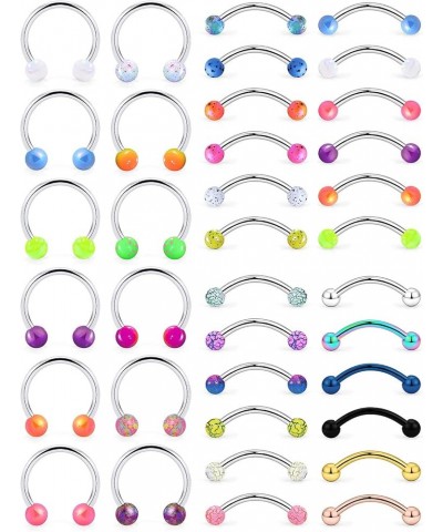 36pcs 16G Rook Earrings Stainless Steel Daith Tragus Septum Piercing Curved Barbell Eyebrow Rings Horseshoe Hoop Earring Cart...