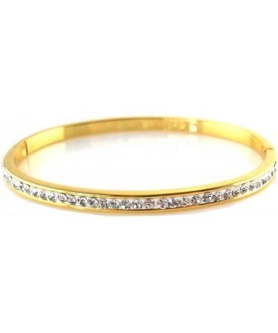 24k Yellow Gold Filled Nice Charm Bangle Women Smooth CZ Bracelet Jewelry $16.00 Bracelets