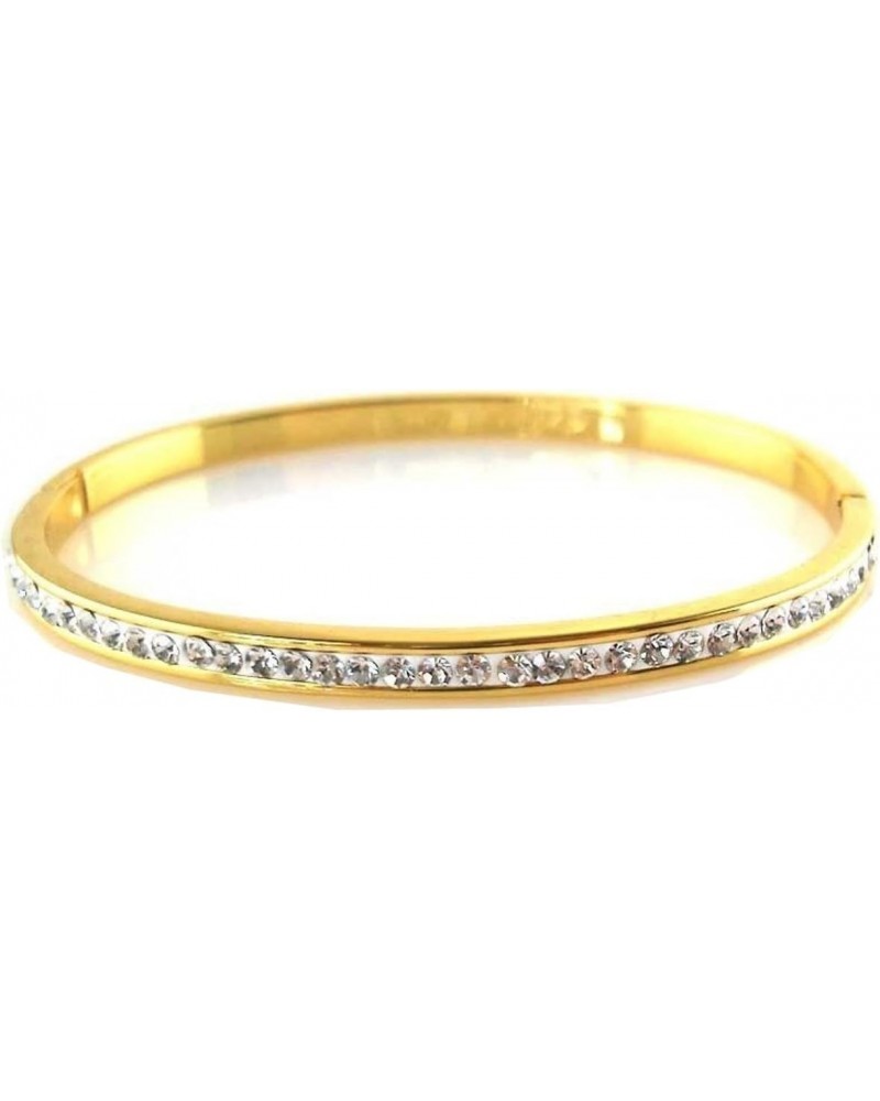 24k Yellow Gold Filled Nice Charm Bangle Women Smooth CZ Bracelet Jewelry $16.00 Bracelets