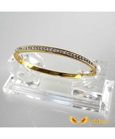 24k Yellow Gold Filled Nice Charm Bangle Women Smooth CZ Bracelet Jewelry $16.00 Bracelets