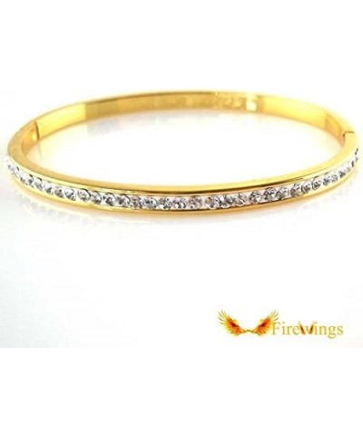 24k Yellow Gold Filled Nice Charm Bangle Women Smooth CZ Bracelet Jewelry $16.00 Bracelets