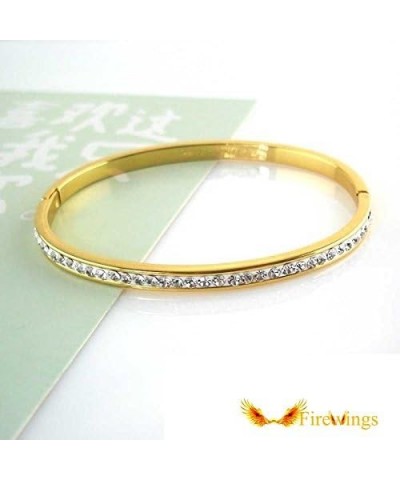 24k Yellow Gold Filled Nice Charm Bangle Women Smooth CZ Bracelet Jewelry $16.00 Bracelets