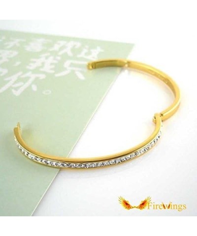 24k Yellow Gold Filled Nice Charm Bangle Women Smooth CZ Bracelet Jewelry $16.00 Bracelets