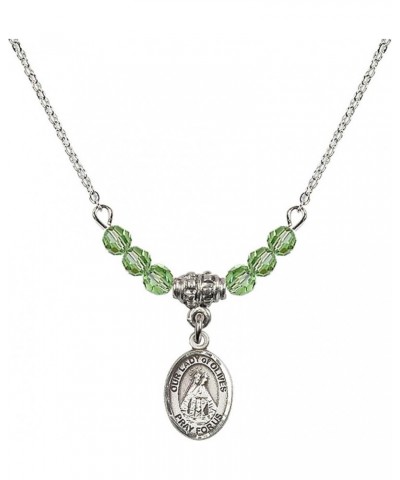 August Birth Month Bead Necklace with Catholic Patron Saint Petite Charm, 18 Inch Our Lady of Olives $33.24 Necklaces