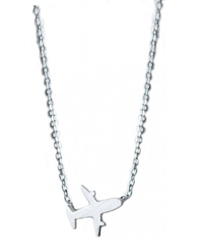 Original Frosted Women's Airplane 925 Sterling Silver Collar Necklace $12.41 Necklaces