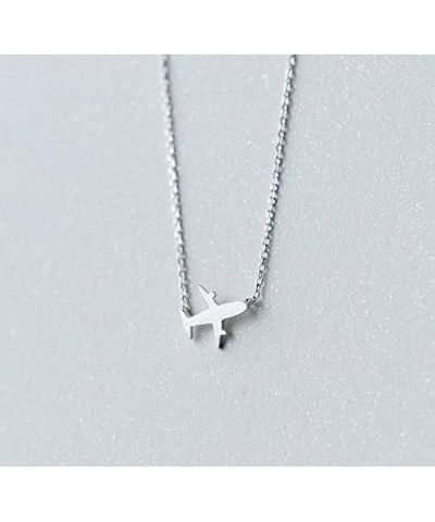 Original Frosted Women's Airplane 925 Sterling Silver Collar Necklace $12.41 Necklaces