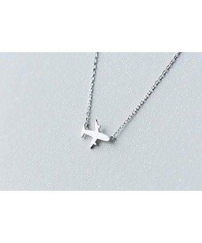 Original Frosted Women's Airplane 925 Sterling Silver Collar Necklace $12.41 Necklaces