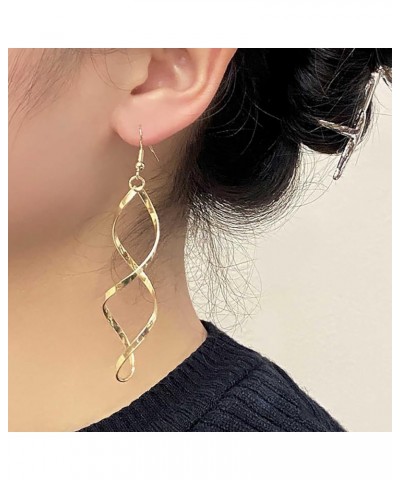 Boho Gold Swirl Wire Earrings Open Spiral Hoop Earrings Spiral Drop Earrings Linear Twist dangle Earrings Geometric Statement...