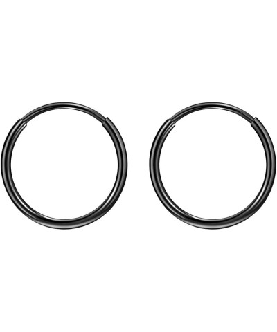 316L Surgical Steel Endless Hoop Earrings for Women Silver/Gold/Rose Gold/Black 8mm/10mm/12mm 8mm 01: Plain Hoop, Black $8.90...