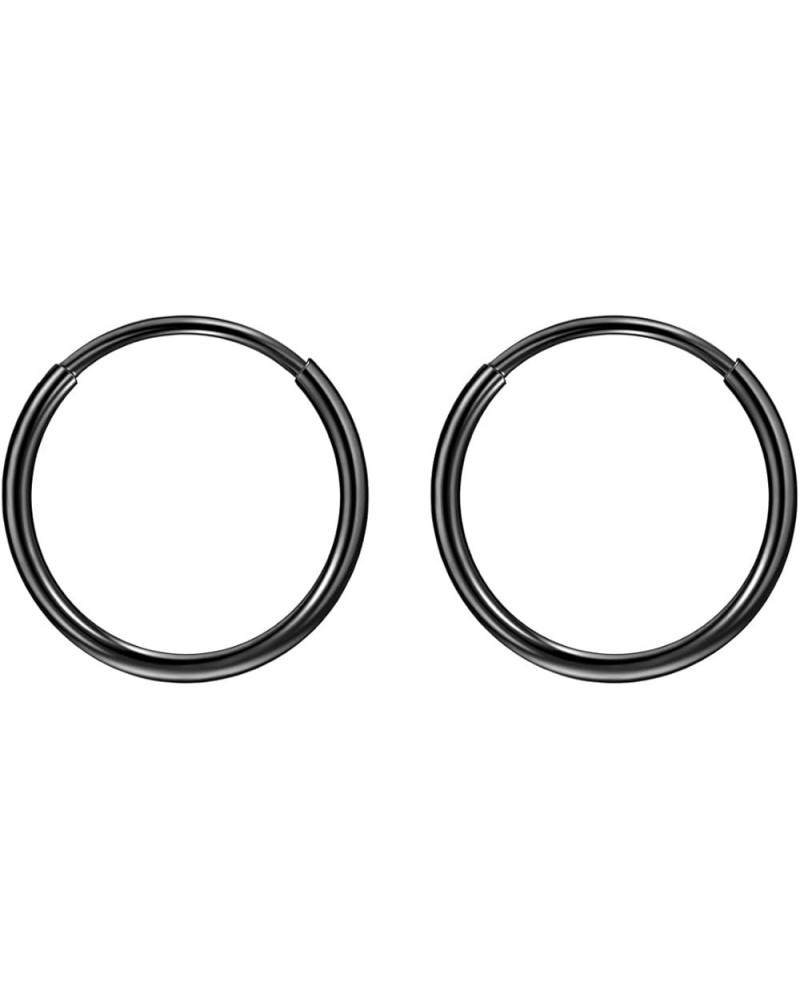 316L Surgical Steel Endless Hoop Earrings for Women Silver/Gold/Rose Gold/Black 8mm/10mm/12mm 8mm 01: Plain Hoop, Black $8.90...