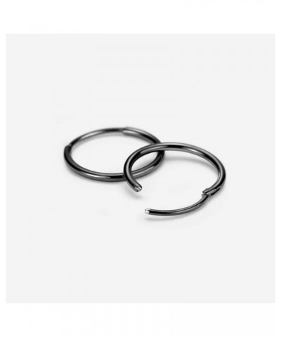 316L Surgical Steel Endless Hoop Earrings for Women Silver/Gold/Rose Gold/Black 8mm/10mm/12mm 8mm 01: Plain Hoop, Black $8.90...