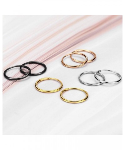 316L Surgical Steel Endless Hoop Earrings for Women Silver/Gold/Rose Gold/Black 8mm/10mm/12mm 8mm 01: Plain Hoop, Black $8.90...