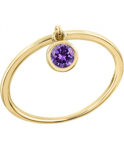 IM Gold plated Round-cut Cubic Zirconia Dangle Birthstone Band Ring February $10.56 Rings