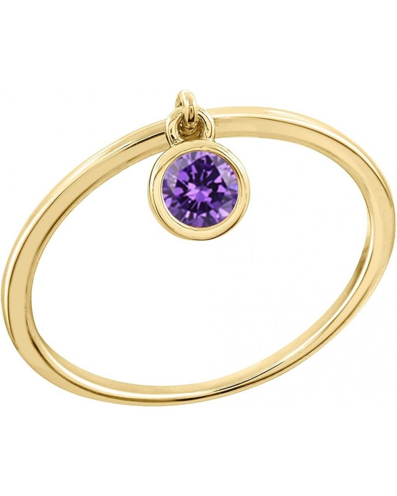 IM Gold plated Round-cut Cubic Zirconia Dangle Birthstone Band Ring February $10.56 Rings