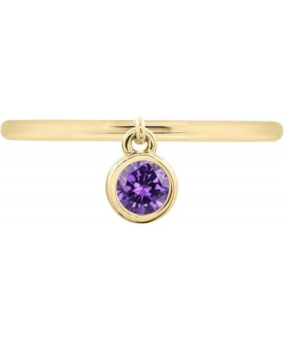 IM Gold plated Round-cut Cubic Zirconia Dangle Birthstone Band Ring February $10.56 Rings