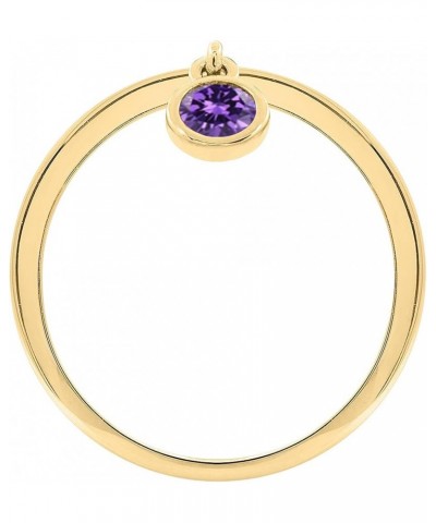 IM Gold plated Round-cut Cubic Zirconia Dangle Birthstone Band Ring February $10.56 Rings