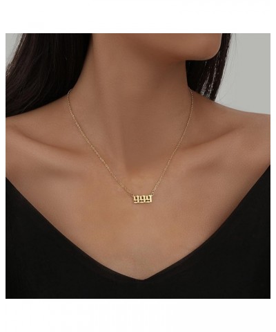 Angel Number Necklace, Dainty 18K Gold Plated Number 111 222 333 444 555 666 777 888 999 Necklace Pendants Choker Necklace Nu...