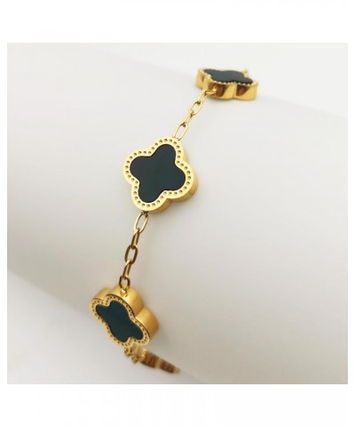 18K Gold Plated Bracelets Cute Lucky Clover Bracelet for Women Adjustable Charm Bracelets for Women Girls Gift Jewelry Lucky ...