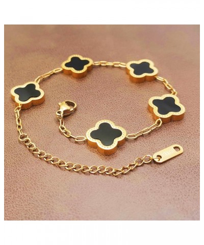 18K Gold Plated Bracelets Cute Lucky Clover Bracelet for Women Adjustable Charm Bracelets for Women Girls Gift Jewelry Lucky ...