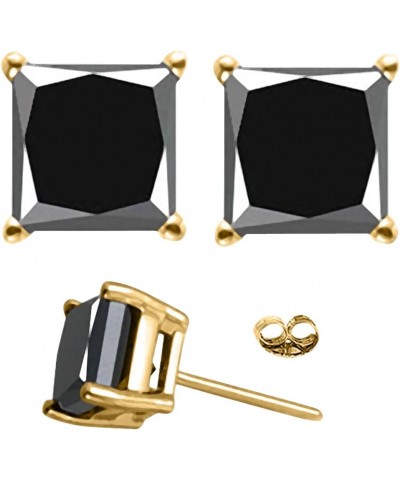 1/2-4 Carat Total Weight Princess Black Diamond Stud Earrings Yellow Gold 2.0 carats $374.19 Earrings