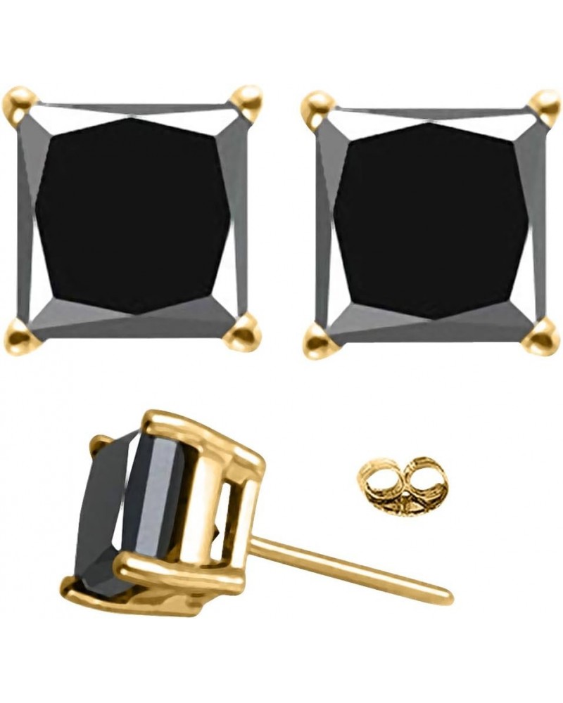 1/2-4 Carat Total Weight Princess Black Diamond Stud Earrings Yellow Gold 2.0 carats $374.19 Earrings