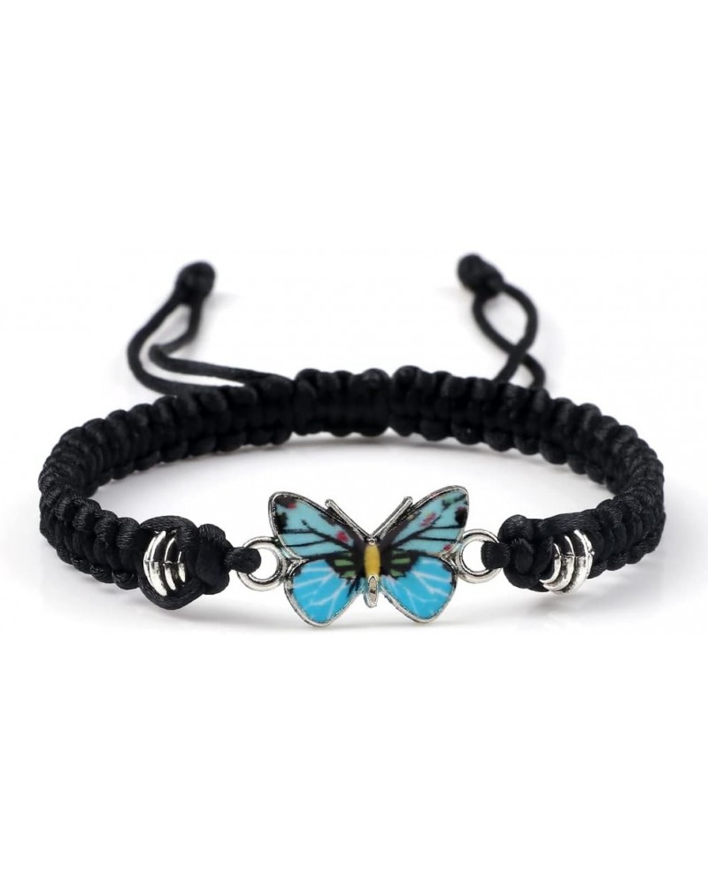 Multicolor Braided Woven String Butterfly Bracelets for Couple Matching Friendship BFF Family Butterfly Wristband Jewelry bla...