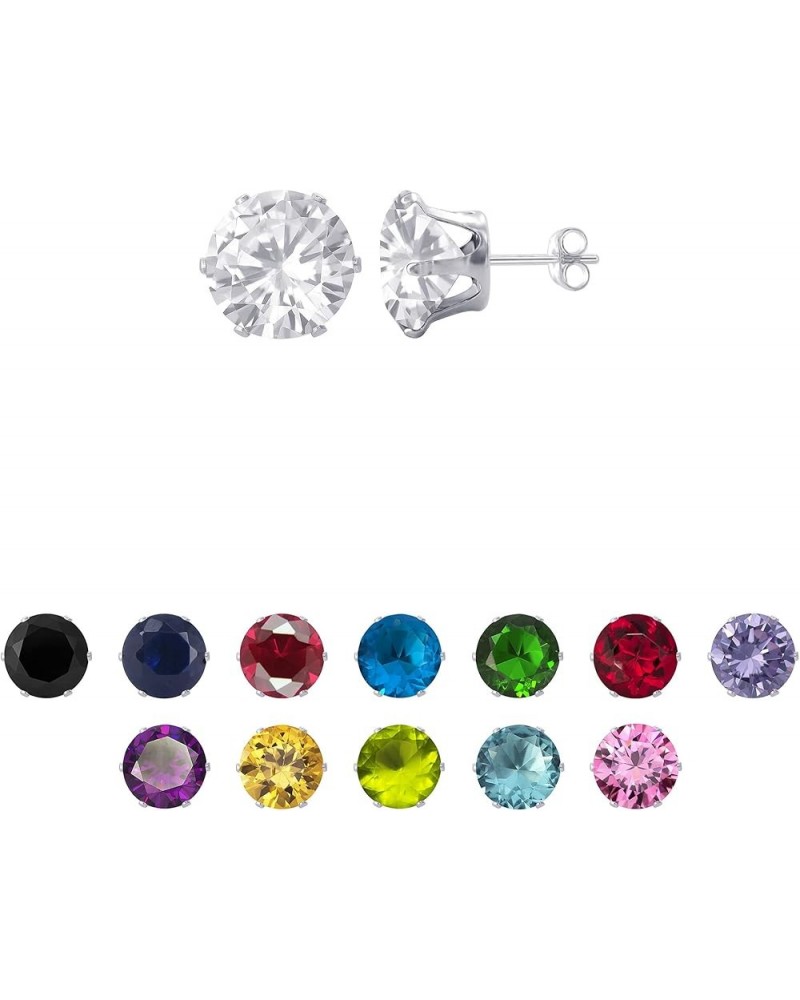 10mm Round Cubic Zirconia Prong Set 925 Sterling Silver Stud Earrings for Women 11mm Clear $9.51 Earrings