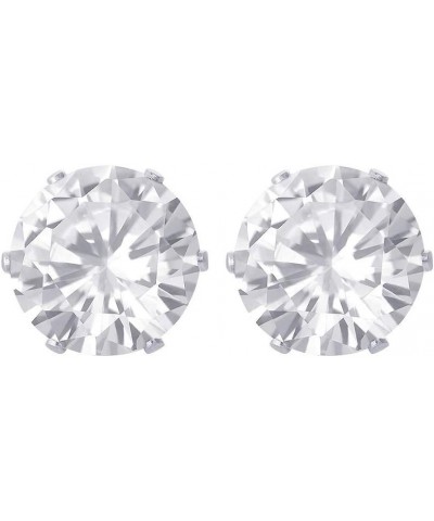 10mm Round Cubic Zirconia Prong Set 925 Sterling Silver Stud Earrings for Women 11mm Clear $9.51 Earrings