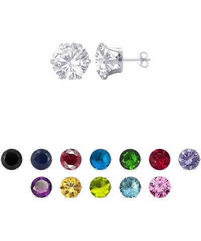 10mm Round Cubic Zirconia Prong Set 925 Sterling Silver Stud Earrings for Women 11mm Clear $9.51 Earrings