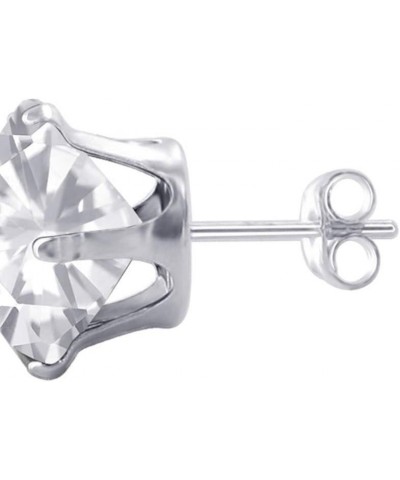 10mm Round Cubic Zirconia Prong Set 925 Sterling Silver Stud Earrings for Women 11mm Clear $9.51 Earrings