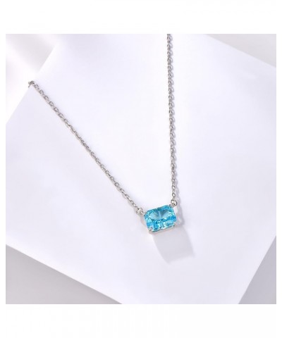 1.5CT Dainty Diamond Necklace Pendant Blue Yellow Simulated Diamond Radiant Cut 925 Sterling Silver Solitaire Cute Pendant Ne...