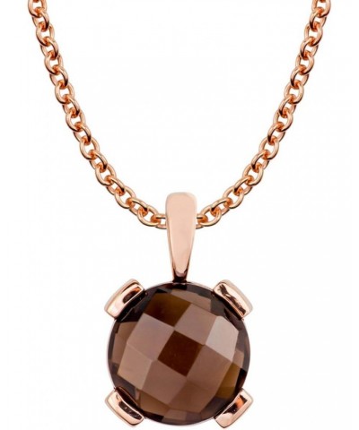 10k Rose Gold Genuine Round Smoky Quartz Pendant Necklace $35.65 Necklaces