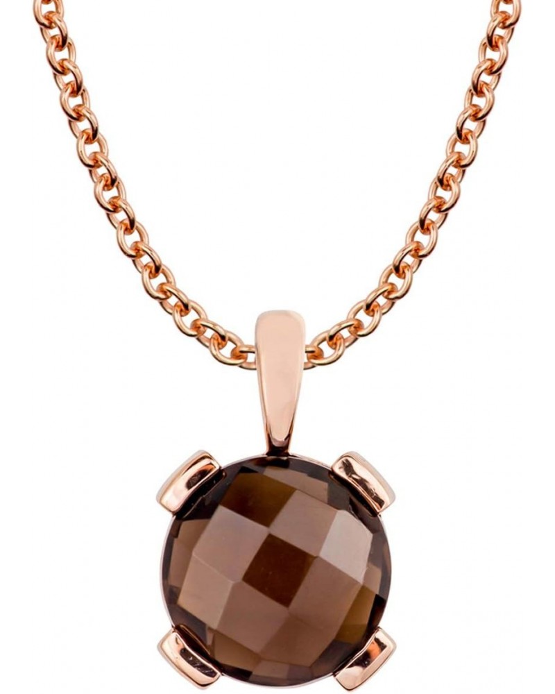 10k Rose Gold Genuine Round Smoky Quartz Pendant Necklace $35.65 Necklaces