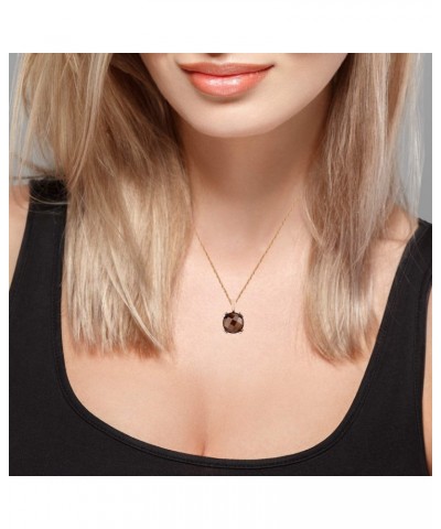 10k Rose Gold Genuine Round Smoky Quartz Pendant Necklace $35.65 Necklaces