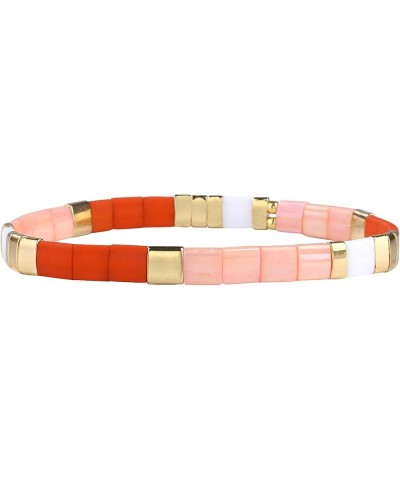 New Miyuki Tila Bead Bracelets Charm Stretch Bracelets Stackable Wrap Bracelets for Women Red Pink 09A $11.55 Bracelets