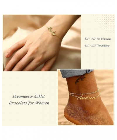 Layer Name Anklet Personalized for Women, 18K Gold Plated Custom Link Chain Anklet Bracelet Adjustable Beach Bracelet for Wom...