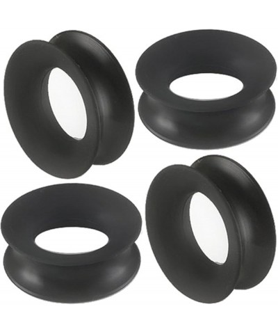 Black Double Flared Tunnels Ear Plugs SI04 Wholesale Lot Stretching Stretchers Bulk Piercing 4Pcs 1 1/16 inch 26mm $9.30 Others